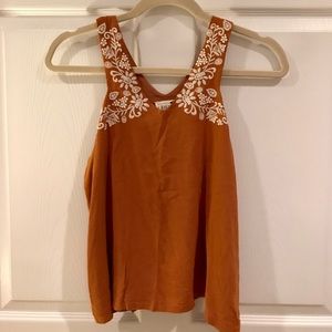 Embroidered Suede Tank